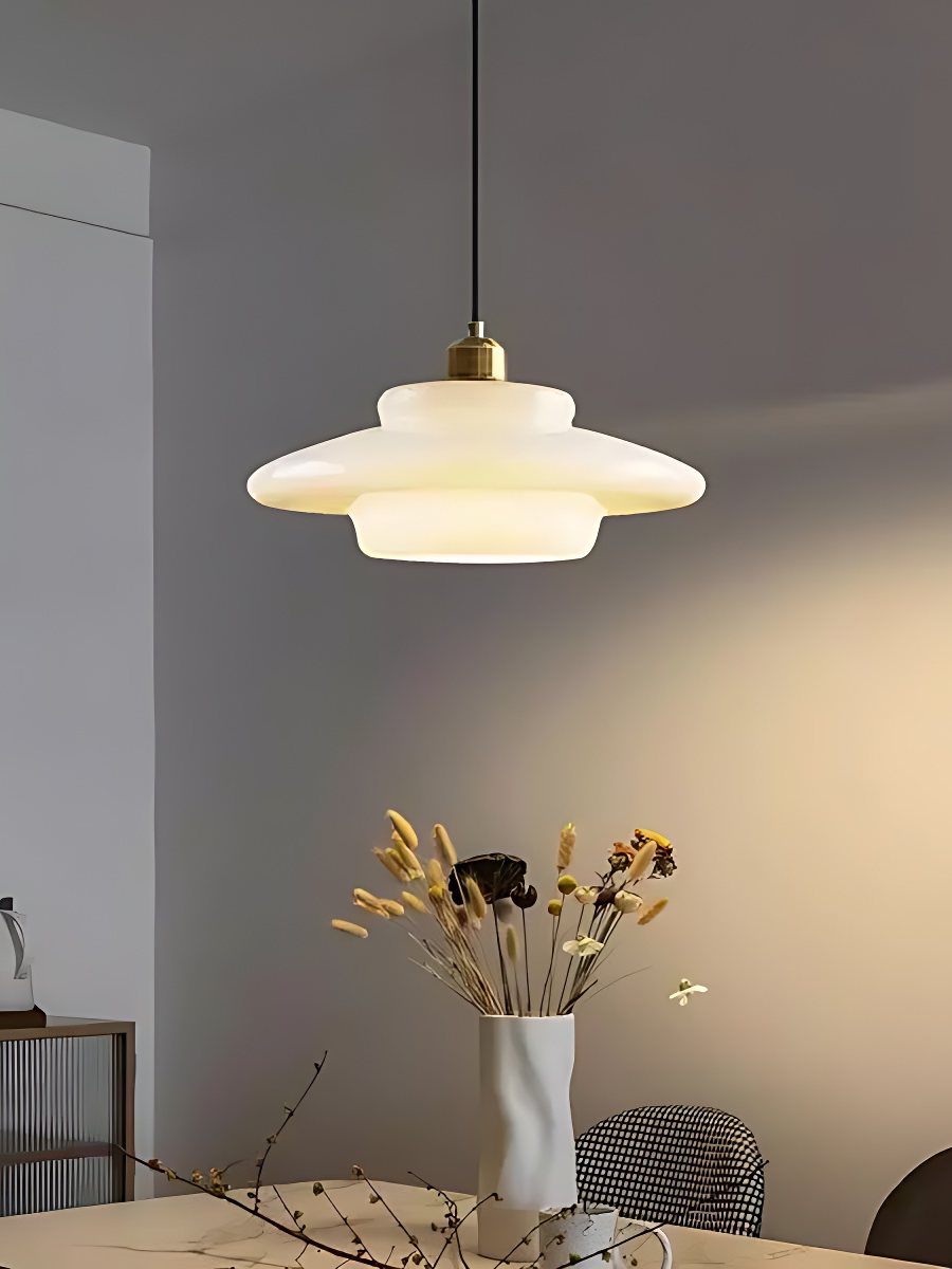 Glazen Hanglamp met Gelaagd Design - Melkwit Matglas voor Eetkamer en Woonkamer