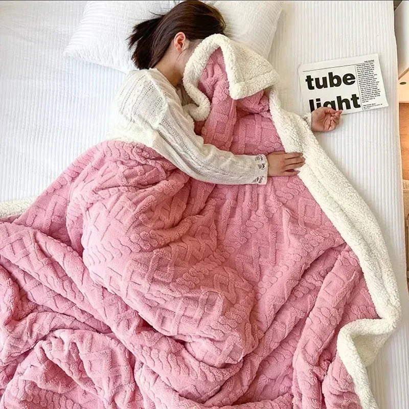 Dikke Winterdeken Lamswol Dubbelzijdig Fleece Warm Zachte Plaid Slaapkamer Bed 200x230 Thermisch Comfort