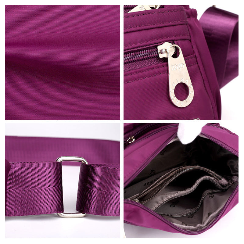 Crossbody Schoudertas Nylon Waterafstotend Meerdere Vakken Verstelbare Band Dames Reis Dagelijks Gebruik Compact