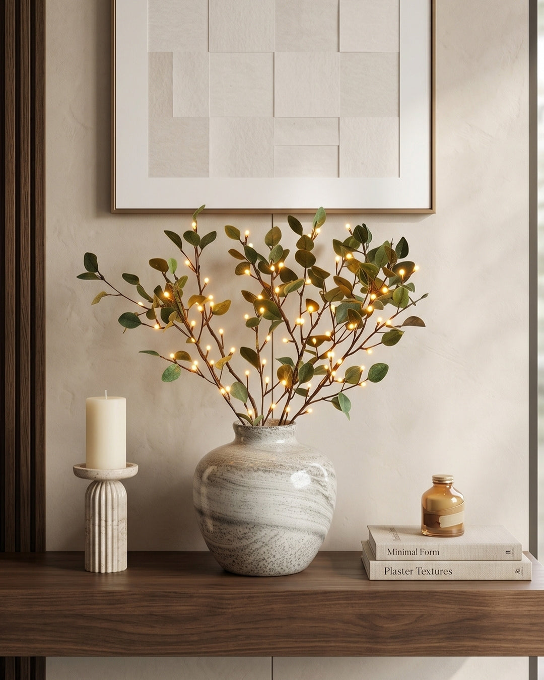 Decoratieve LED Verlichtingstak met Natuurlijke Bloesemvorm 70cm - Flexibele Sfeerverlichting voor Vazen en Schoorsteenmantels