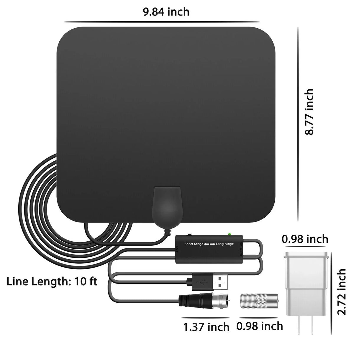 Digitale TV-Antenne Binnen 480km Bereik met Signaalversterker HDTV Ontvanger Ultradun Design 4K HD Kwaliteit