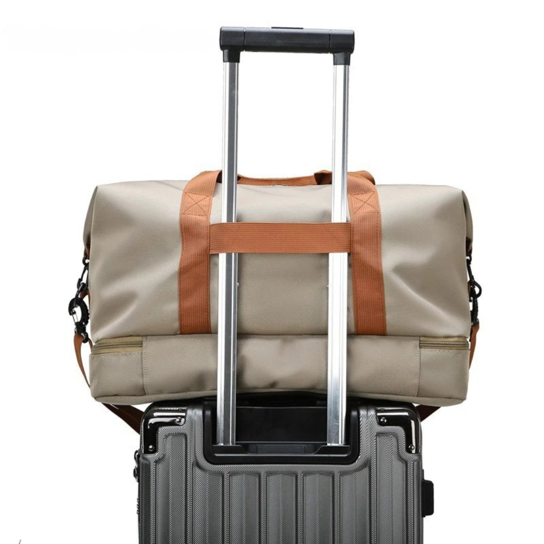 Sporttas met Schoenenvak en Natte-Droge Scheiding 46x25x28cm Oxford Stof Trolley Bevestiging Gym Fitness