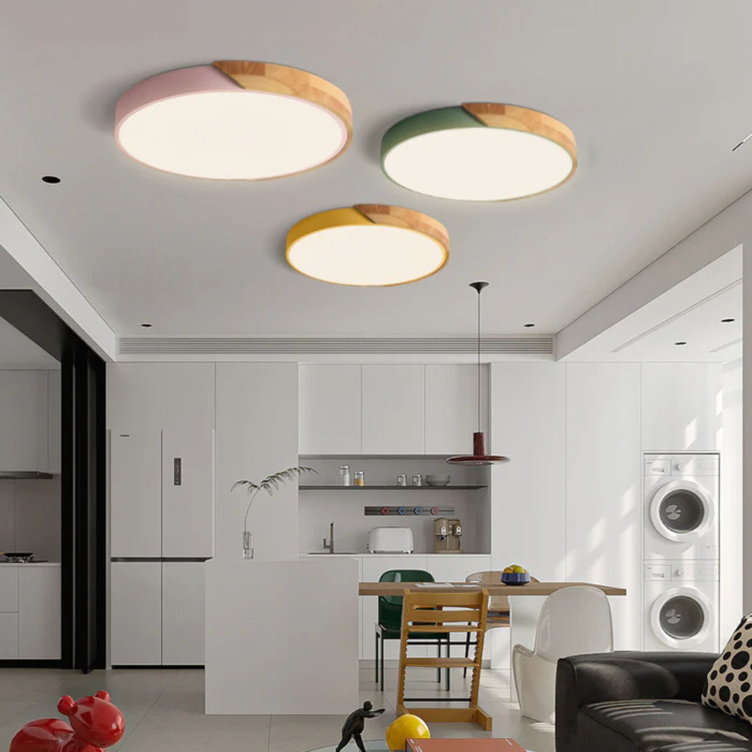Minimalistische Plafondlamp van Hout & Acryl - Scandinavisch Design voor Woonkamer en Slaapkamer - Energiezuinig LED-Licht - Eenvoudige Montage