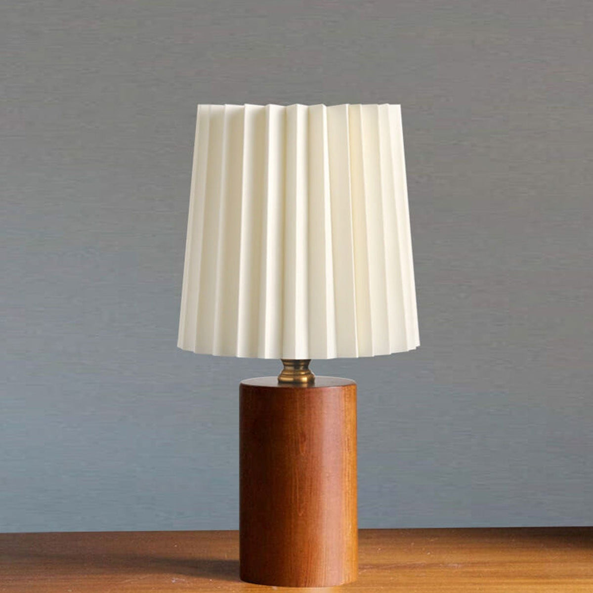 Tafellamp Plissé Kap Houten Voet Vintage Stijl Dimbaar Sfeerlicht Nachtkastje Woonkamer Leeslamp Retro Design