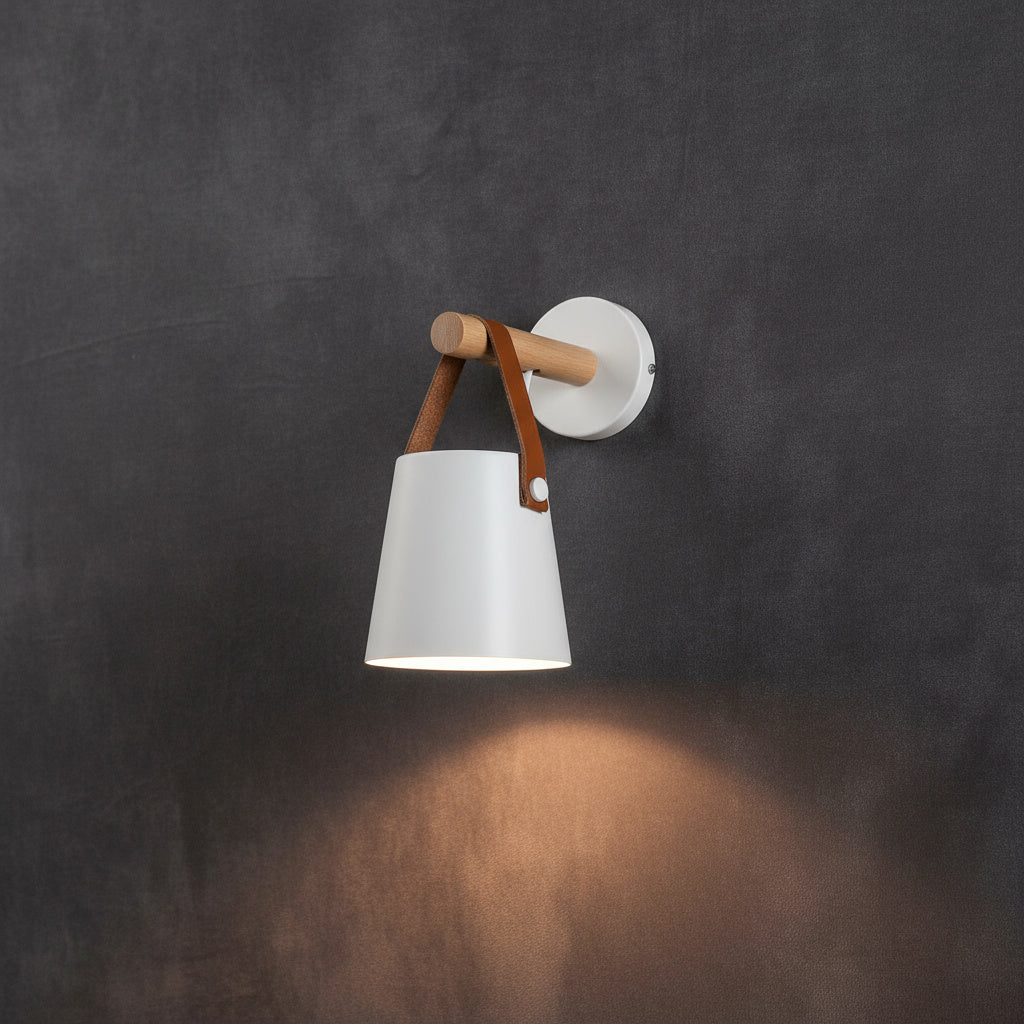 Scandinavische Wandlamp Hout voor Slaapkamer - Minimalistisch Natuurhout Lichtpunt Wit of Zwart