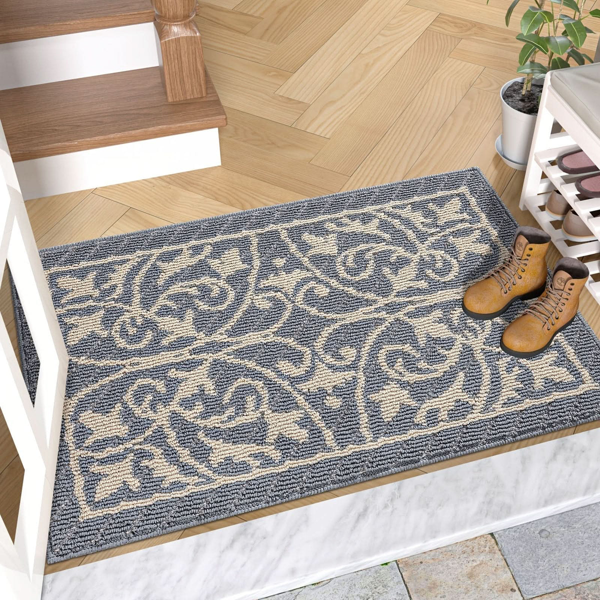 Laagdrempelige Antislip Deurmat Binnen 60x90cm Vuilopvangend Entree Tapijt Rubberen Grip Hal Ingang Vloermat