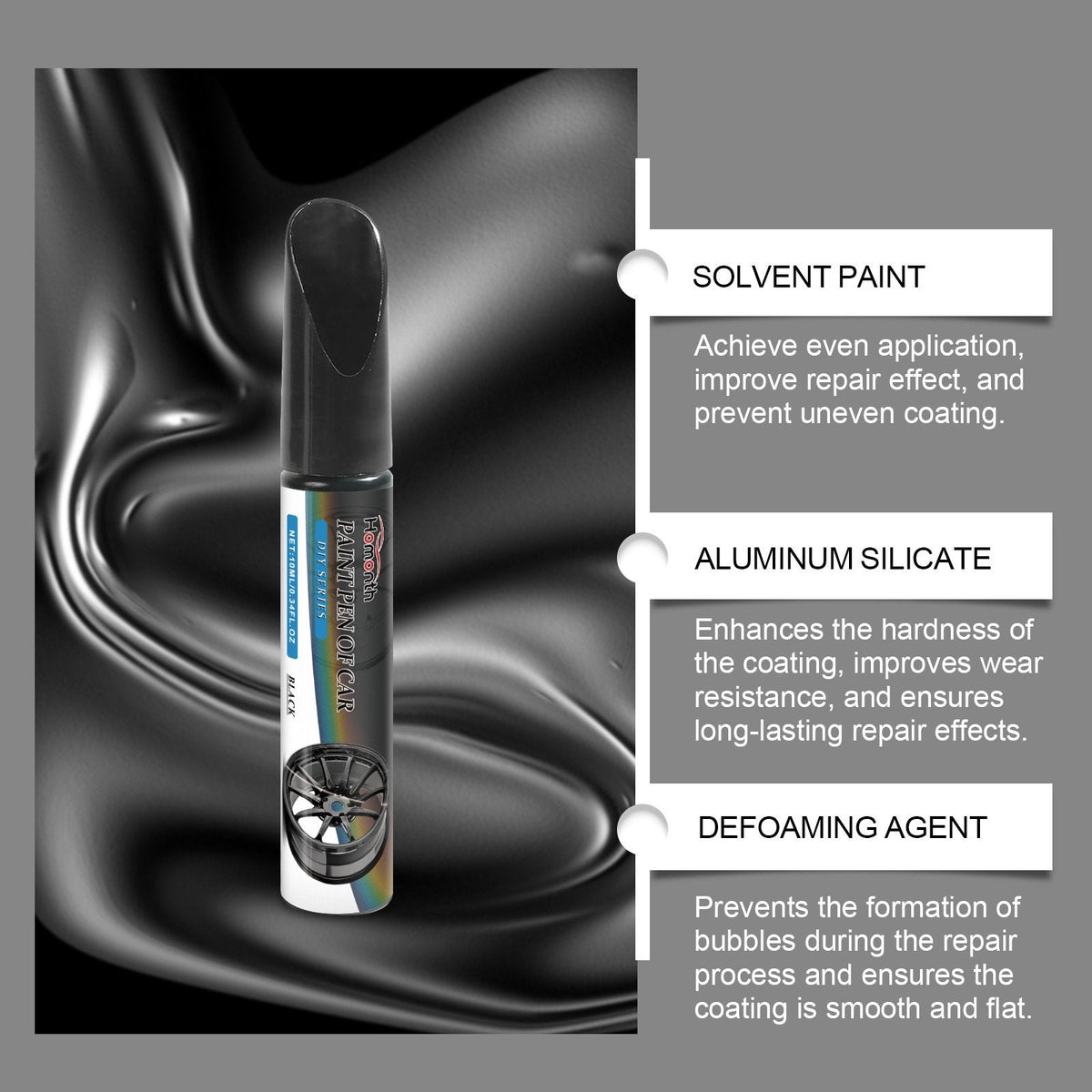 Lakstift Set Zwart Auto Velgen Reparatie 3 Stuks 10ml Krasvuller Verfstift Herstelpotlood Velg Onderhoud Kit