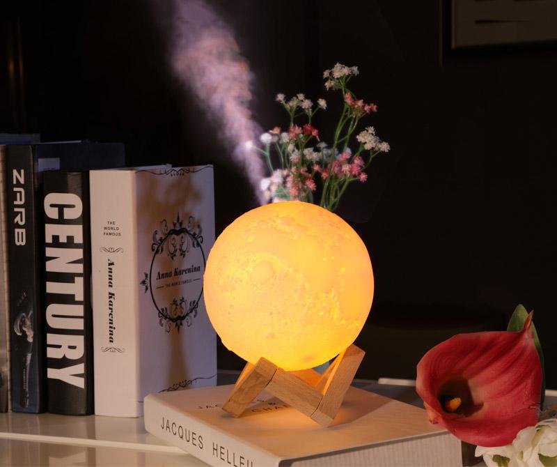 Maanvormige Luchtbevochtiger met Nachtlampfunctie 880ml Cool Mist Aromatherapie voor Slaapkamer Wellness