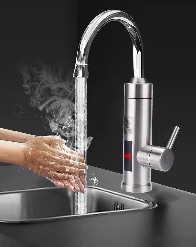 Elektrische Keukenkraan met Digitale Temperatuurweergave RVS 3000W Sensor Warm Water Instant Touchscreen
