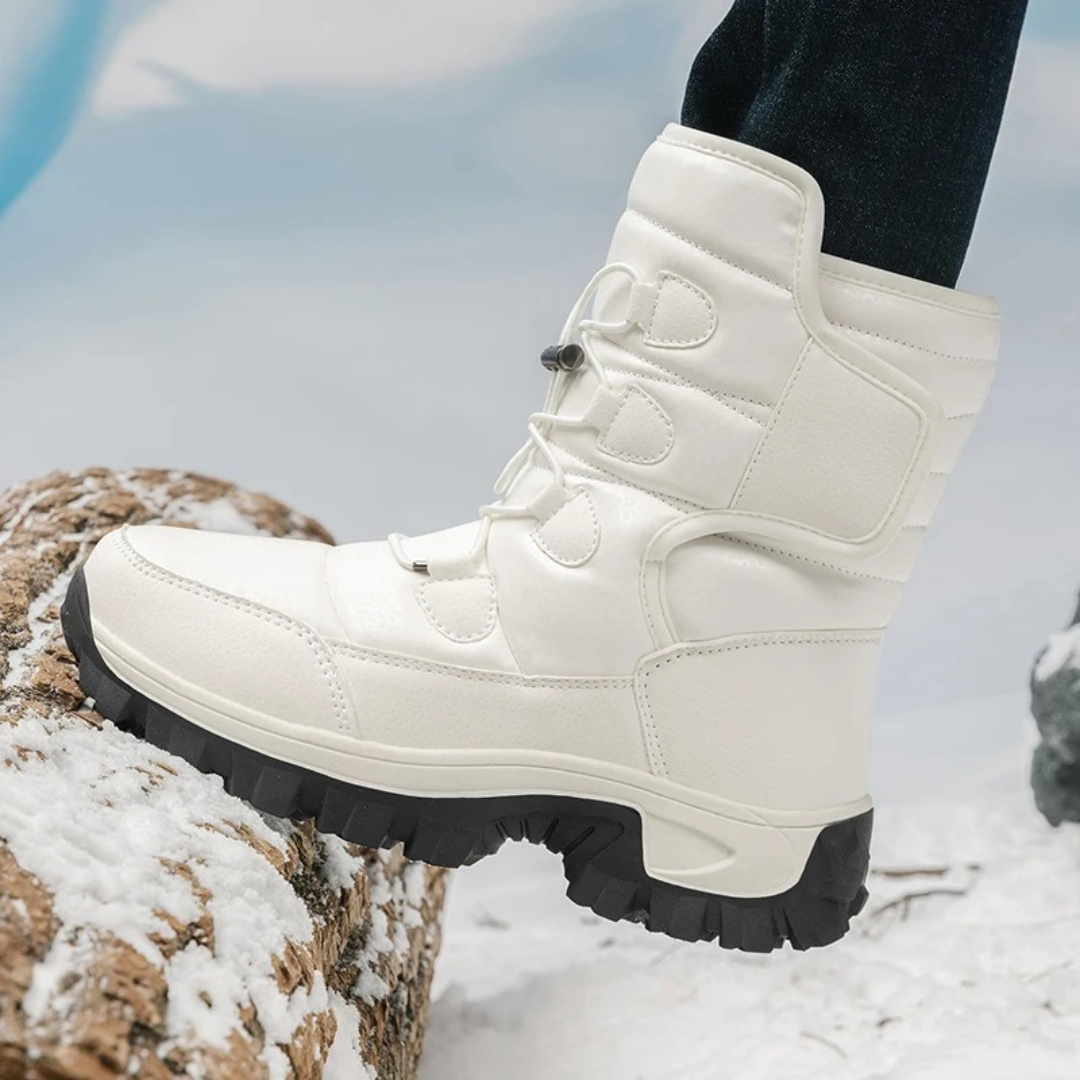 Waterdichte Winterlaarzen met Warme Voering Dames Sneeuwbestendig Antislip Platform Klittenband Outdoorschoenen