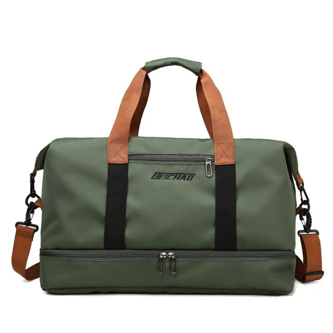 Sporttas met Schoenenvak en Natte-Droge Scheiding 46x25x28cm Oxford Stof Trolley Bevestiging Gym Fitness