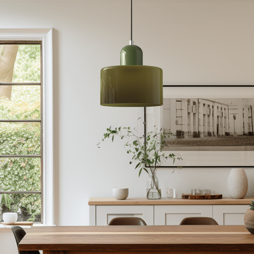 Glazen Hanglamp Bauhaus-Stijl Handgeweven Afwerking Eetkamer Woonkamer