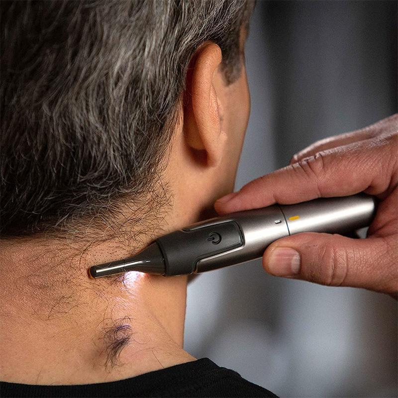 Precision Haartrimmer voor Neus Oren Wenkbrauwen | Met LED-Verlichting | Titanium RVS Mesjes | Ultra-Vlakke Kop | Ergonomisch Design