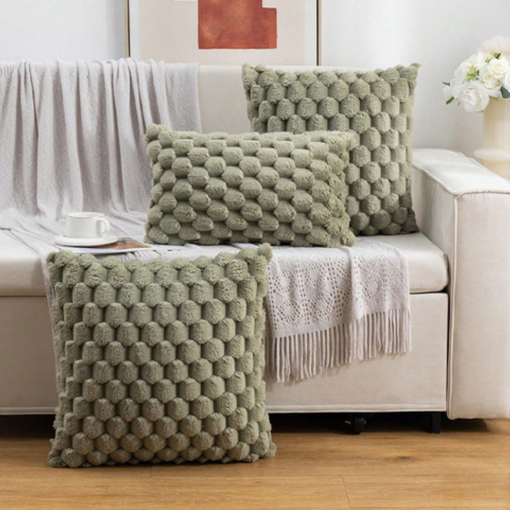 Zachte Kussenslopen met Geribbelde Marshmallow Textuur - Luxe Kussenhoes in Crème, Roze, Grijs, Zwart voor Woonkamer & Slaapkamer