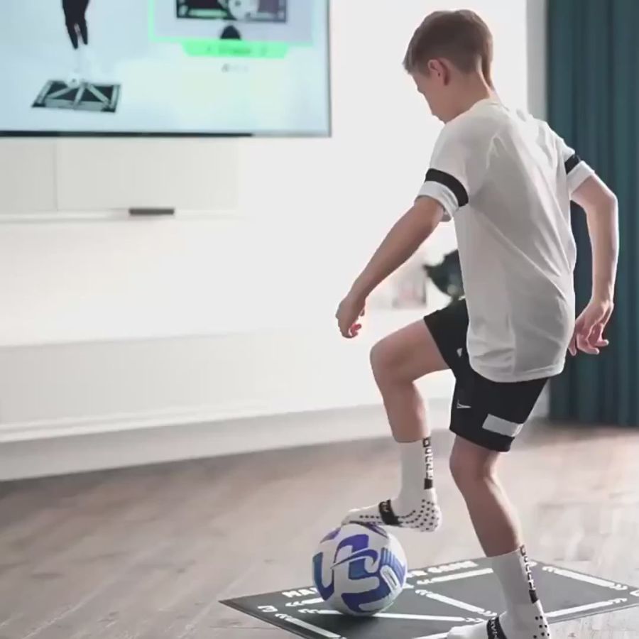 Voetbal Trainingsmat 90x60 cm met Videotraining Anti-slip Sokken Dribbelmat Thuistraining Coördinatie Kinderen Balcontrole Voetbalmat Oefeningen
