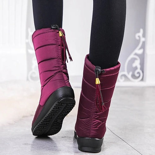 Gevoerde Waterdichte Winterlaarzen Dames met Antislipzool - Warme Polyester Snowboots voor Brede Voeten
