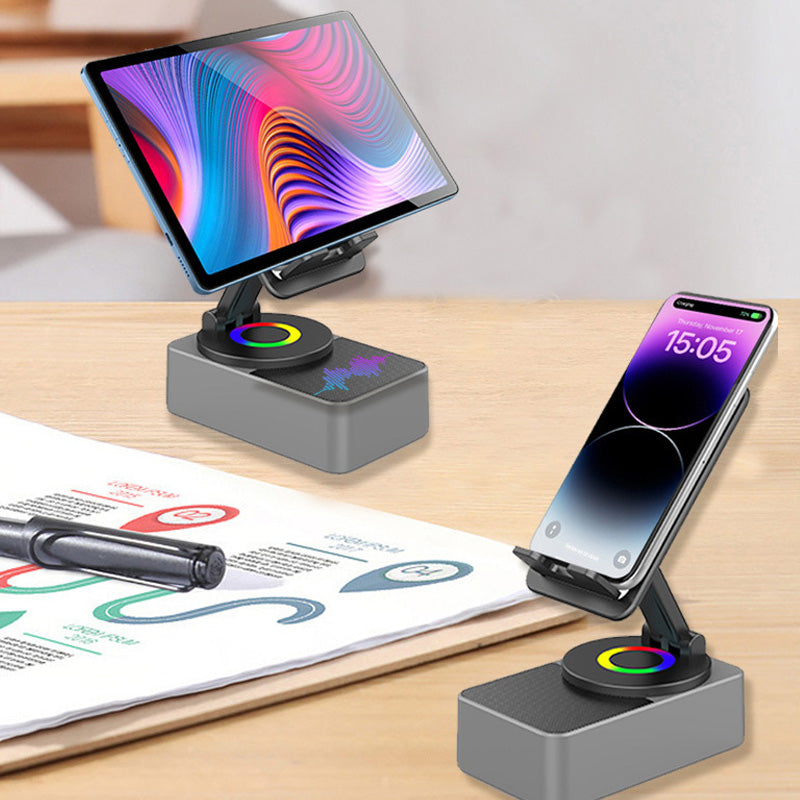Multifunctionele Telefoonhouder met Bluetooth Speaker Draadloos Geluid 360° Draaibaar Verstelbaar Smartphone