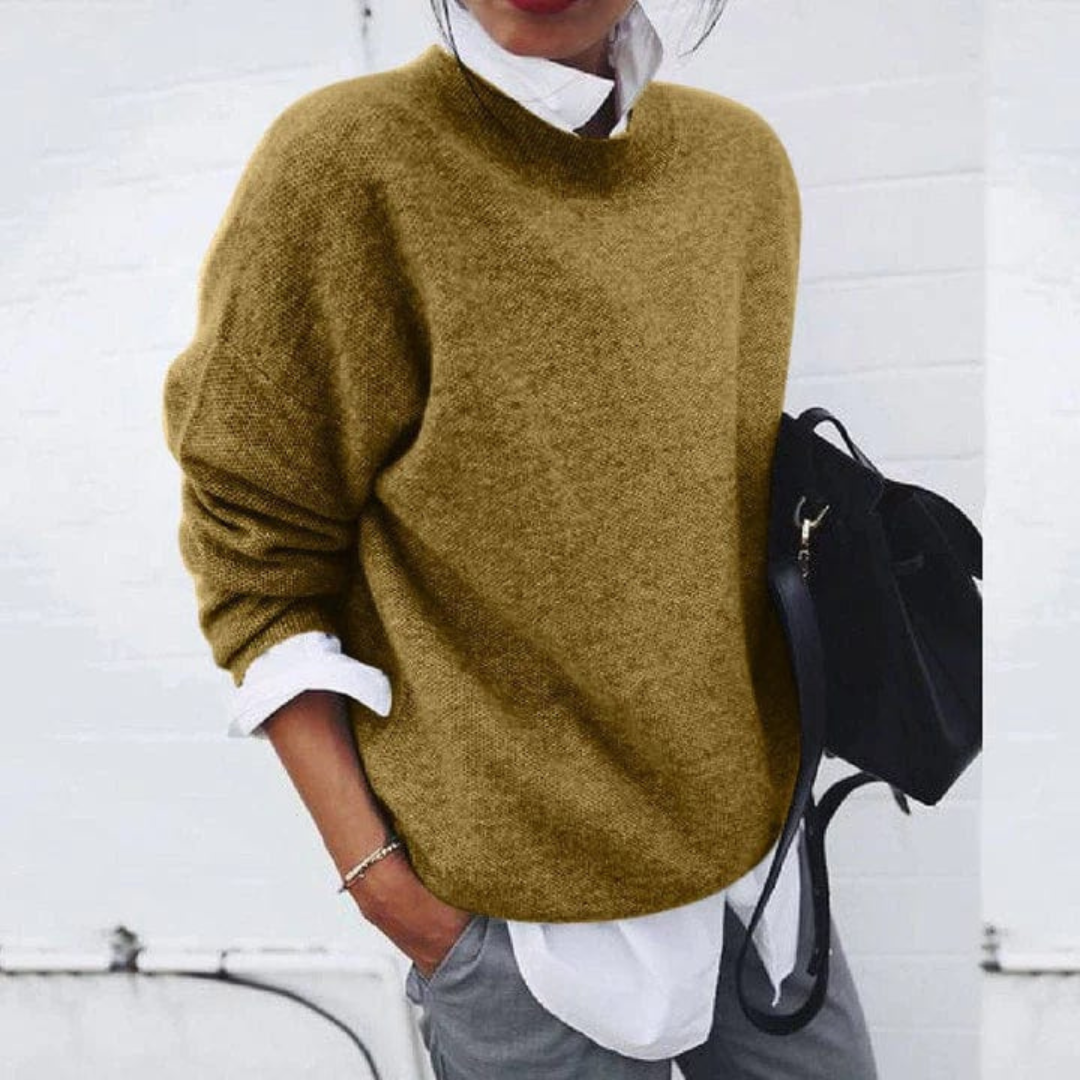 Gebreide Damestrui Polyester Losse Pasvorm Lange Mouw Ronde Hals Veelzijdig Casual Elegant Comfortabel
