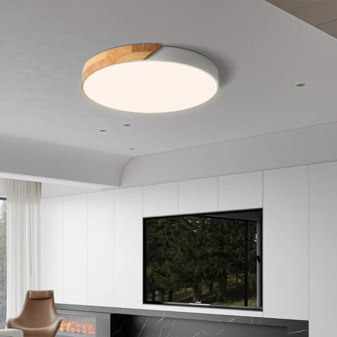 Minimalistische Plafondlamp van Hout & Acryl - Scandinavisch Design voor Woonkamer en Slaapkamer - Energiezuinig LED-Licht - Eenvoudige Montage