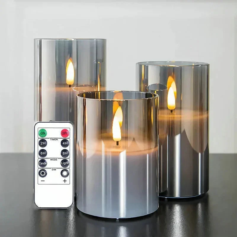 Draadloze LED-Kaarsen Set 3 Stuks Vlameffect Afstandsbediening Timer Warm Wit Sfeerlicht Woonkamer Decoratie