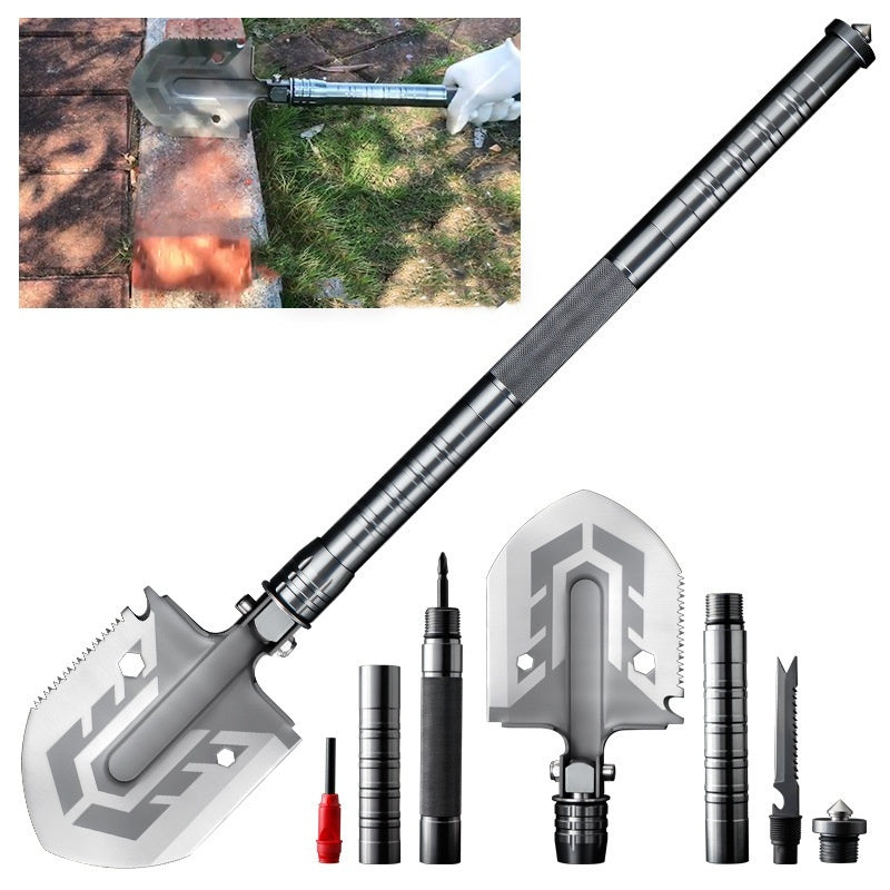 16-in-1 Tactische Overlevingsschep - Multifunctioneel Campinggereedschap met Zaag, Mes & Firestarter voor Outdoor Avonturen