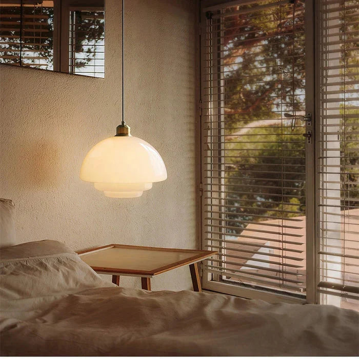 Melkachtig witte glazen hanglamp E27 glas wit keuken eetkamer hal modern minimalistisch verlichting | Sansoti