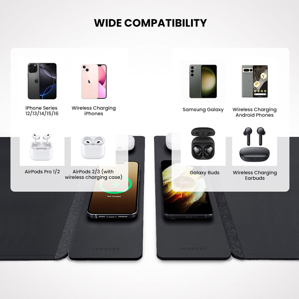 Draadloze Oplaadbare Bureaumat Dubbelzijdig Vegan Leer Vilt Qi Smartphone Earbuds Bureau Organizer Werkplek