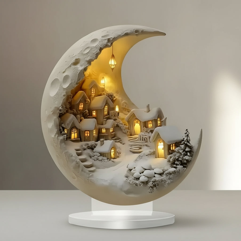 Acryl Maandorp Decoratief Accent met Verlichting - Betoverende Sfeerverlichting voor je Interieur