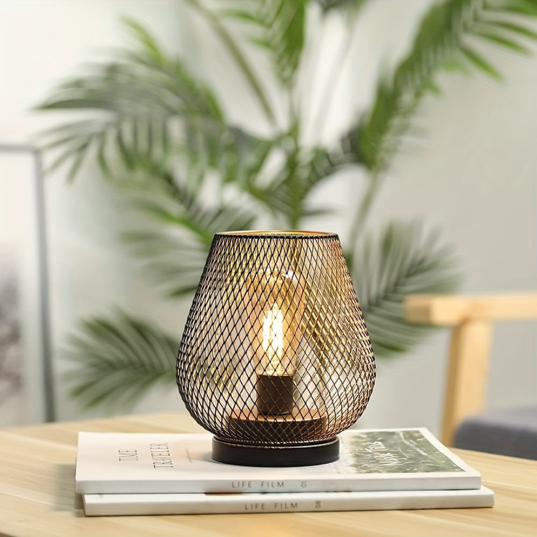 Draadloze LED Lantaarn Mat Zwart Vintage Stijl Batterij Aangedreven Sfeerverlichting Binnen en Buiten Dimbaar