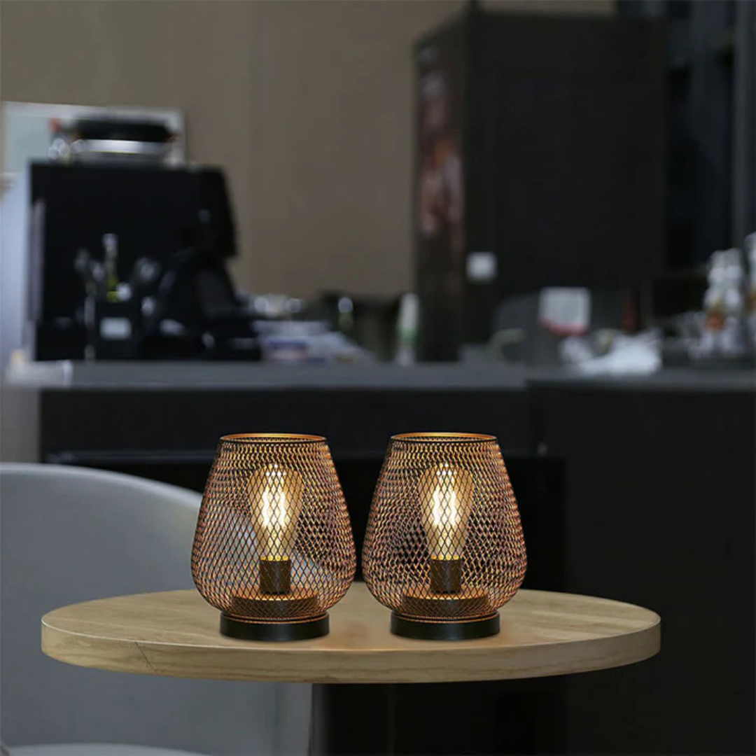 Draadloze LED Lantaarn Mat Zwart Vintage Stijl Batterij Aangedreven Sfeerverlichting Binnen en Buiten Dimbaar