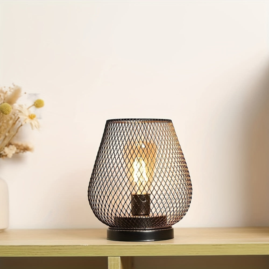 Oplaadbare LED Lantaarn Batterij Draadloos Vintage Metaal Zwart Binnen & Buiten