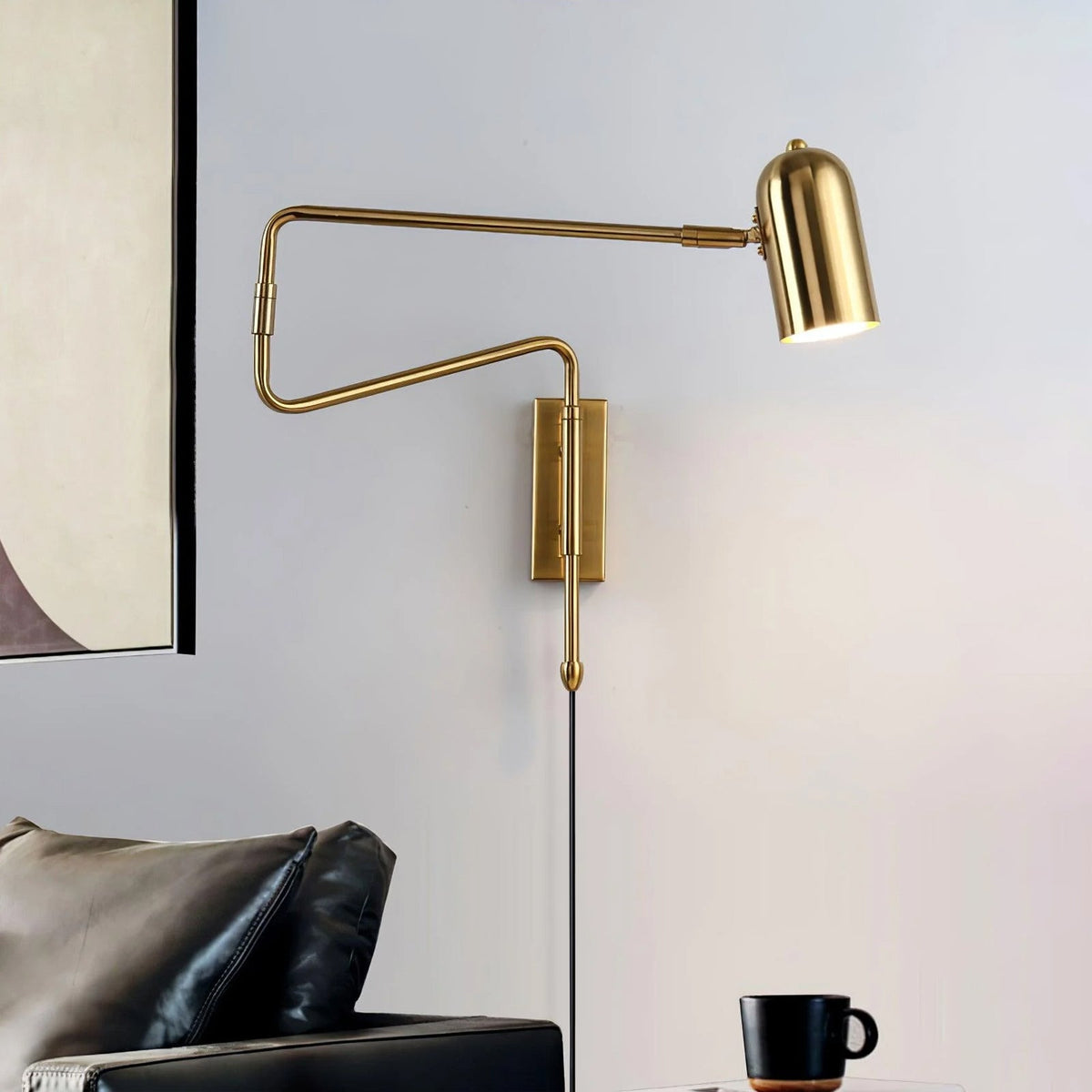 Verstelbare Wandlamp met Plug | Draaibare Arm en Zwenkkap | Perfect voor Slaapkamer en Leeshoek
