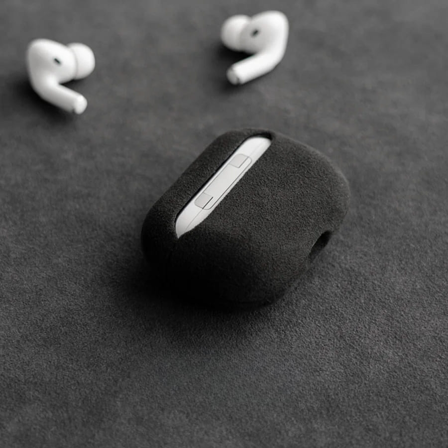 Premium Alcantara AirPods Hoesje met Draadloos Opladen Krasbestendig Stofdicht Beschermhoes voor Apple