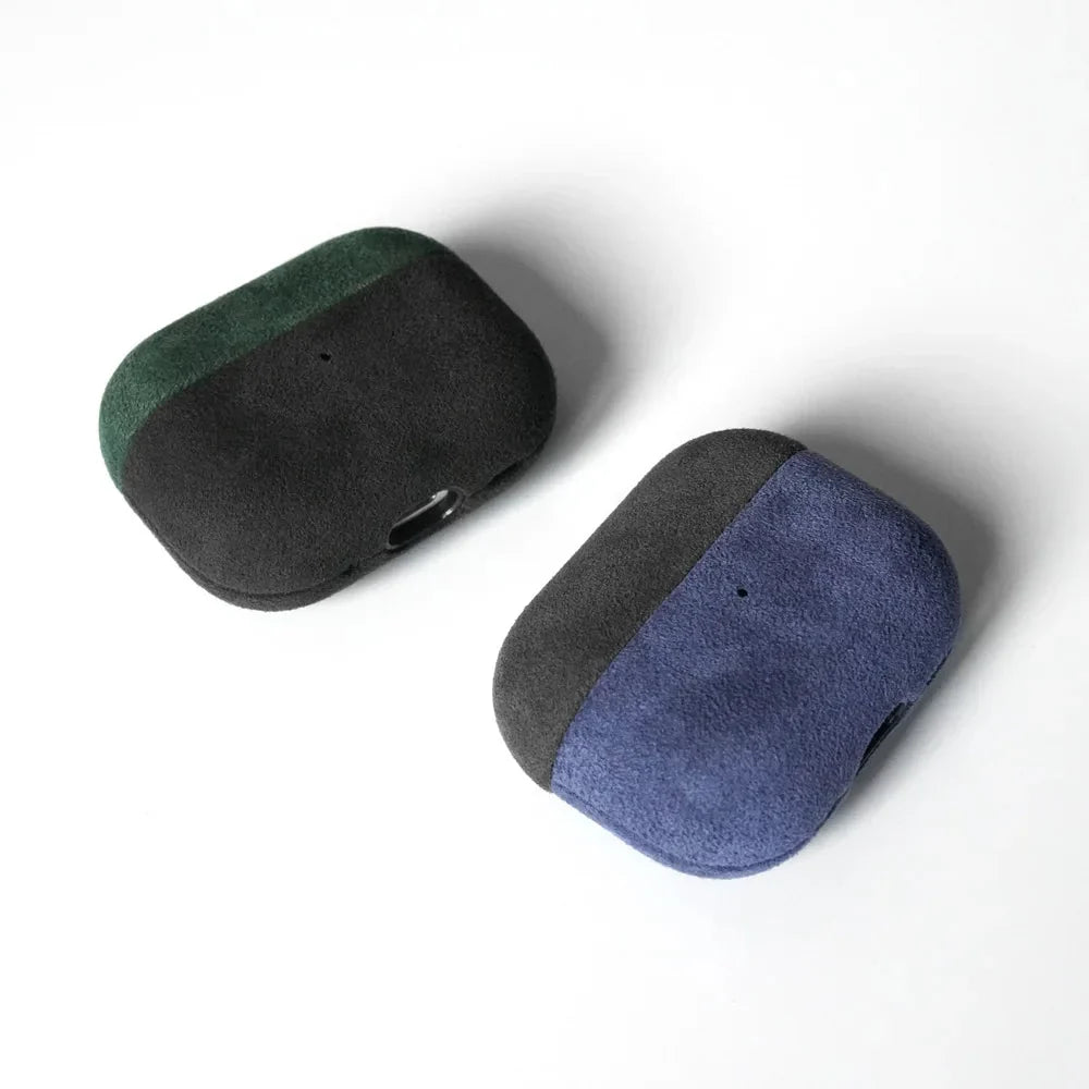 Premium Alcantara AirPods Hoesje met Draadloos Opladen Krasbestendig Stofdicht Beschermhoes voor Apple