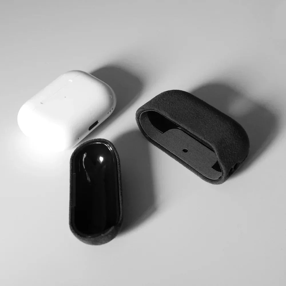 Premium Alcantara AirPods Hoesje met Draadloos Opladen Krasbestendig Stofdicht Beschermhoes voor Apple