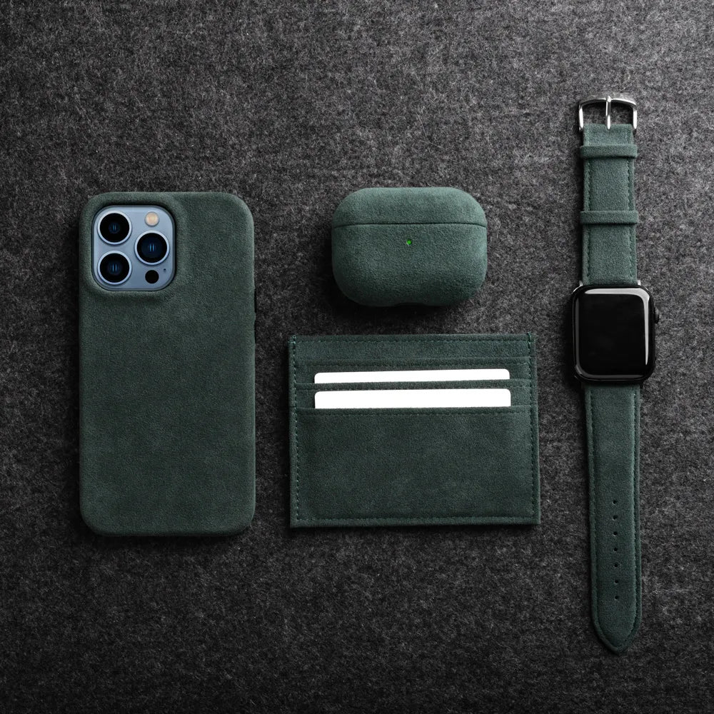 Premium Alcantara AirPods Hoesje met Draadloos Opladen Krasbestendig Stofdicht Beschermhoes voor Apple