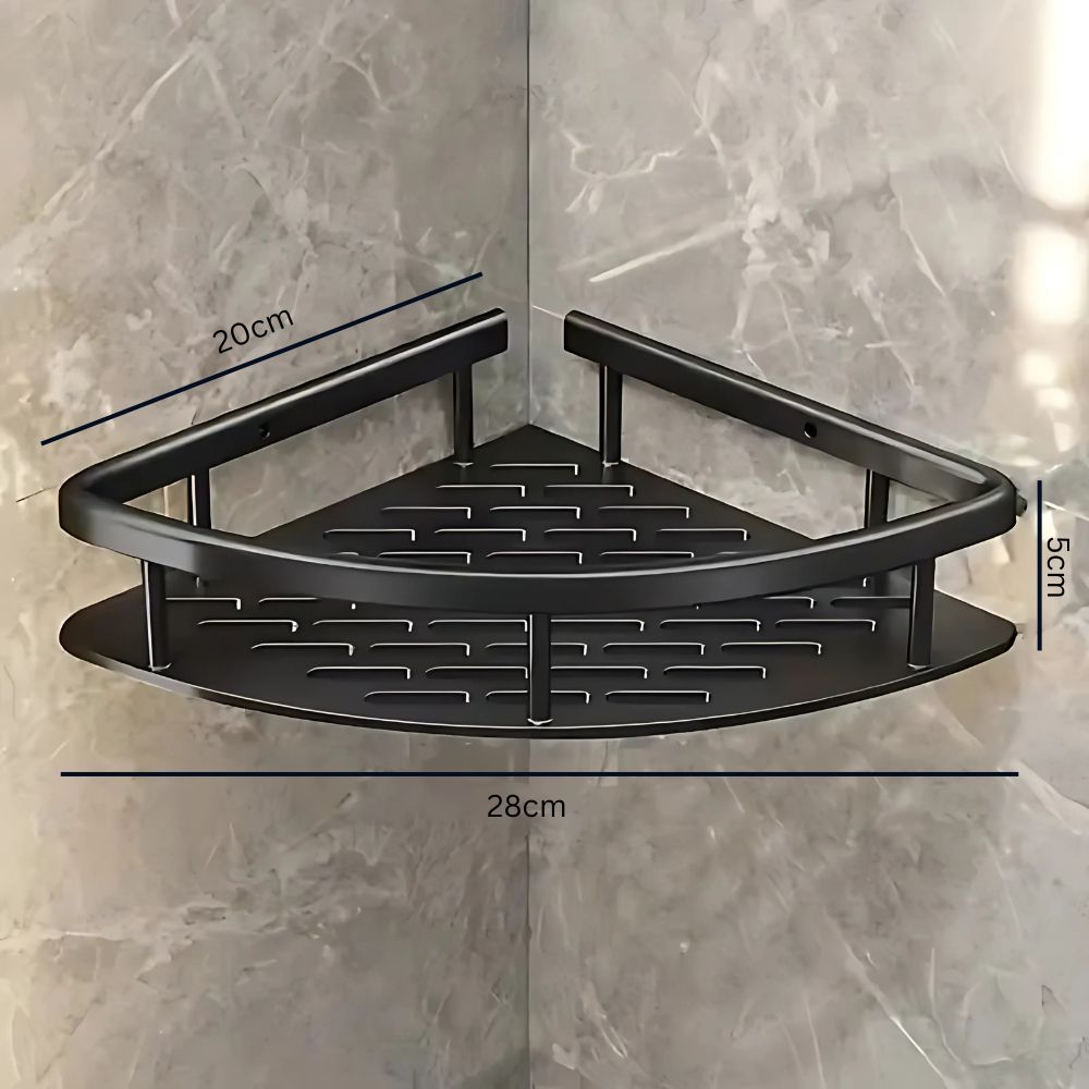 Hoek Douche Rek Zonder Boren - Aluminium Badkamer Doucherek met Afvoer & Roestvrije Coating