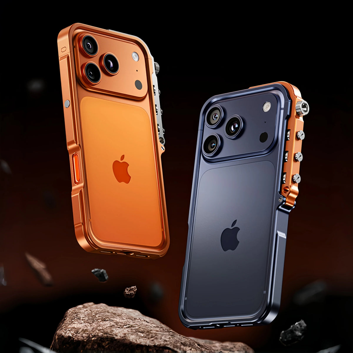 Metalen iPhone Hoesje met Mechanische Structuur Aluminium Frame Shockbestemming Bescherming voor 13 14 15 16 17