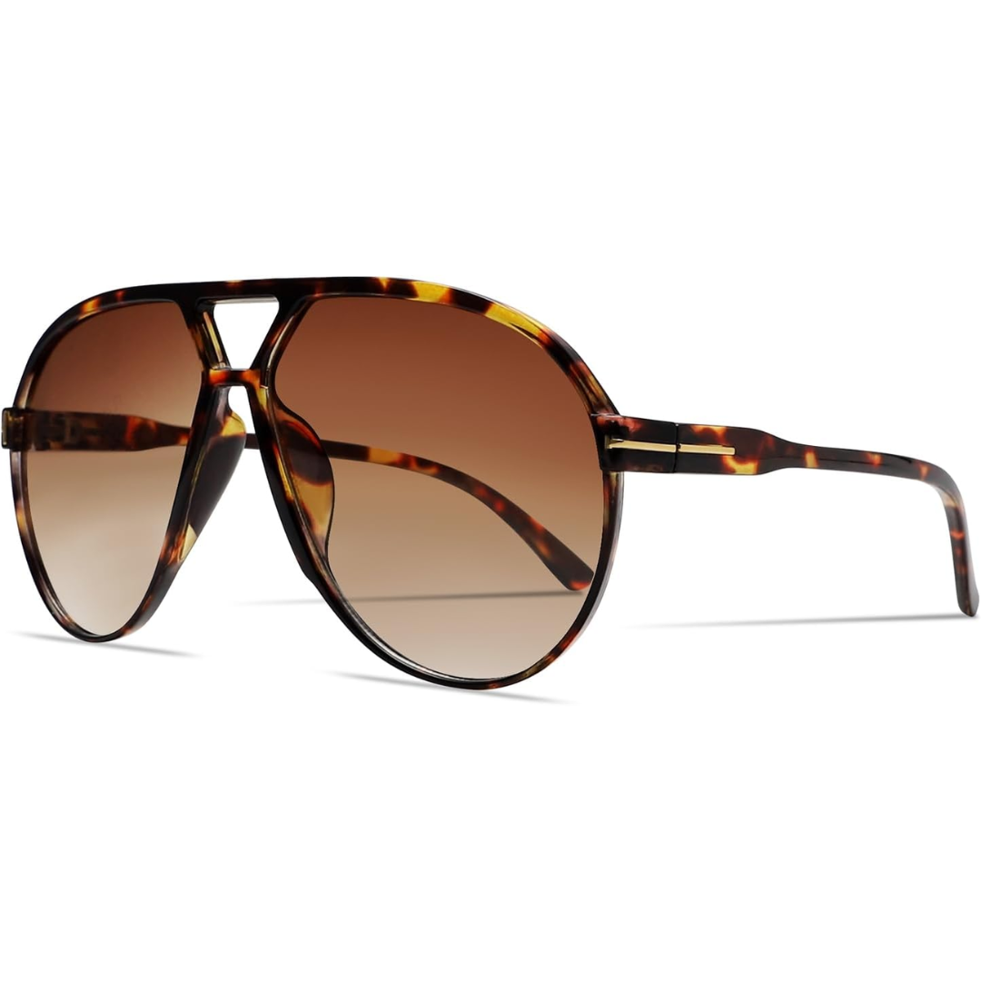 Oversized Vierkante Pilotenbril met UV400 Bescherming Unisex Zonnebril Lichtgewicht Montuur Retro Eyewear