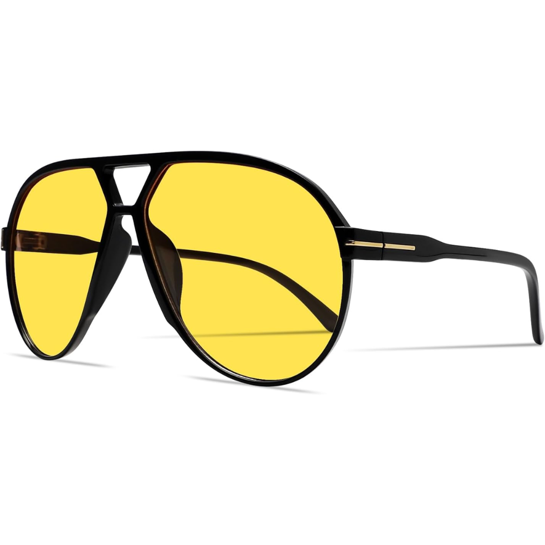 Oversized Vierkante Pilotenbril met UV400 Bescherming Unisex Zonnebril Lichtgewicht Montuur Retro Eyewear