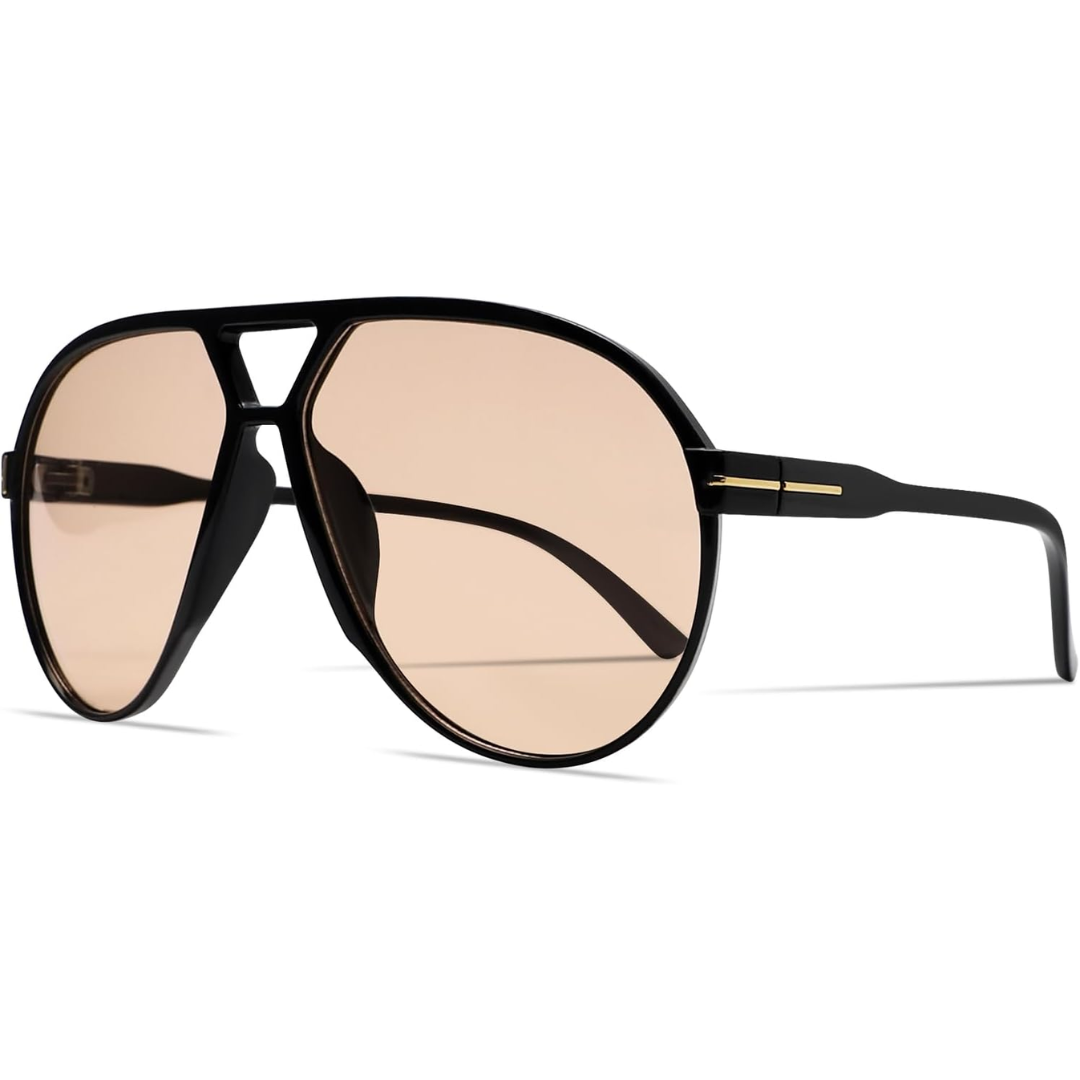 Oversized Vierkante Pilotenbril met UV400 Bescherming Unisex Zonnebril Lichtgewicht Montuur Retro Eyewear
