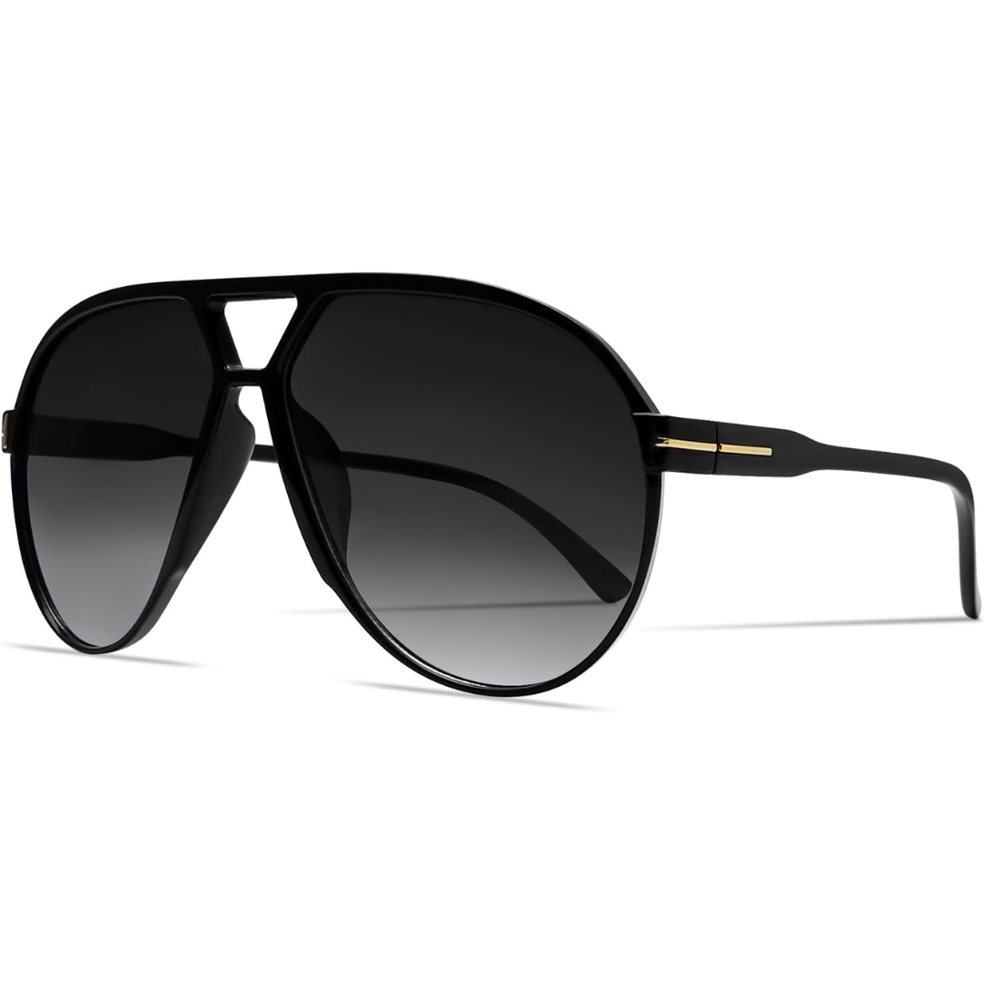 Oversized Vierkante Pilotenbril met UV400 Bescherming Unisex Zonnebril Lichtgewicht Montuur Retro Eyewear