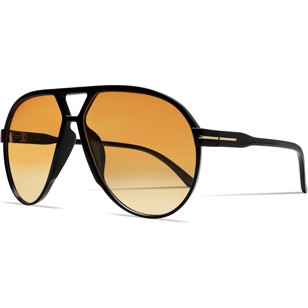 Oversized Vierkante Pilotenbril met UV400 Bescherming Unisex Zonnebril Lichtgewicht Montuur Retro Eyewear