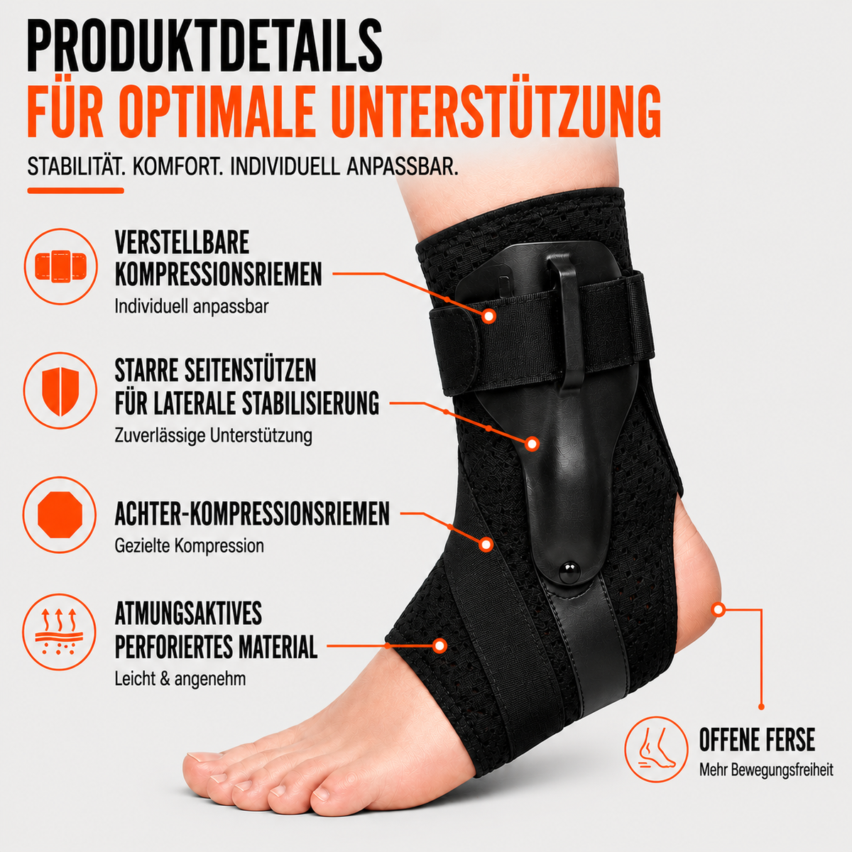 Verstelbare Enkelbrace met Compressie en Zijsteun voor Sport Herstel Stabiliteit Blessurepreventie