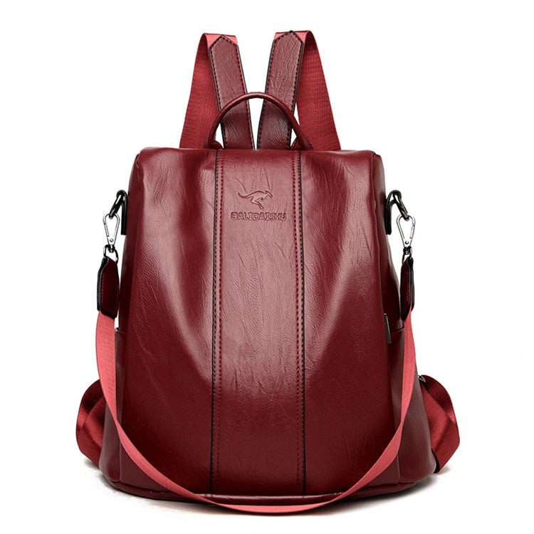 Leren Damesrugzak Vintage Stijl Schoudertas Converteerbaar Antidiefstal Design