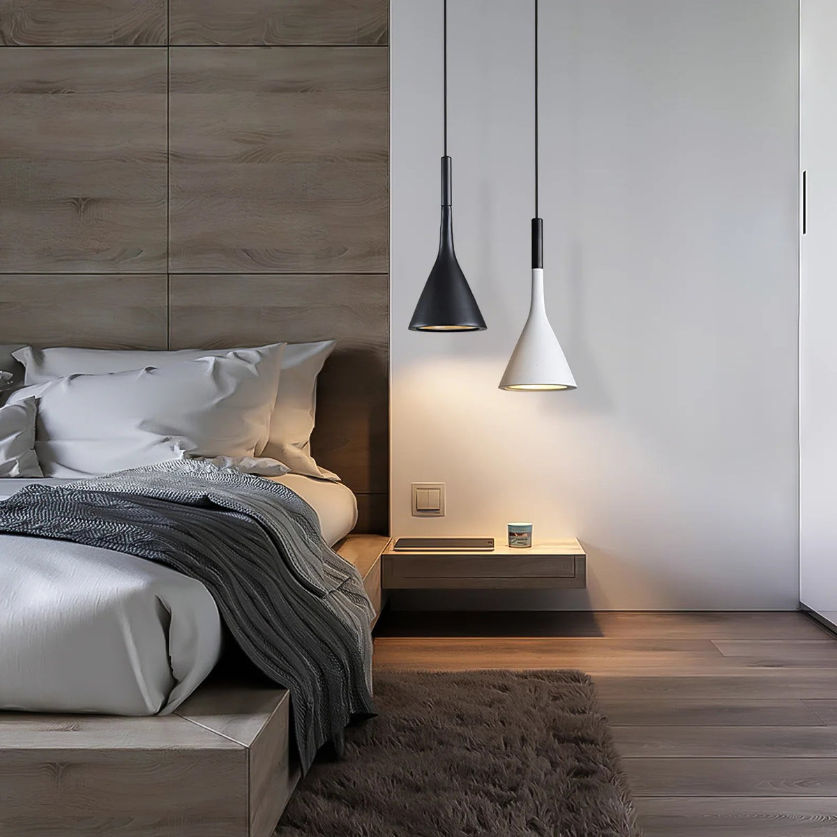 Betonnen Hanglamp Conisch Design Grijs Zwart Wit Rood Minimalistisch Eetkamer Woonkamer Slaapkamer Sfeervol E26 E27 Fitting
