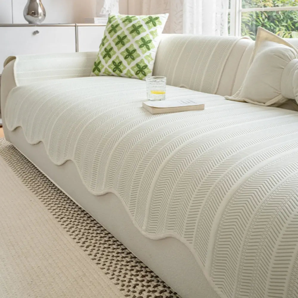 Herringbone Bankhoes met Scallop Rand - Beschermhoes voor Alle Seizoenen - Microvezel