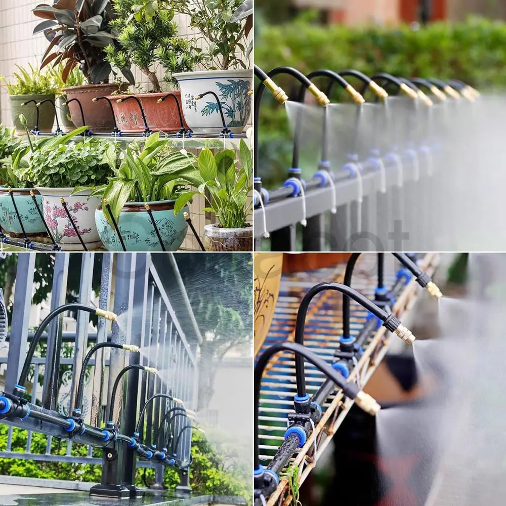Druppelirrigatiesysteem 360° Messing PE-Slang 8mm Automatisch Bewateren Tuin Balkon Kas Hoogbed Kraan 5m 10m Zonder Stroom