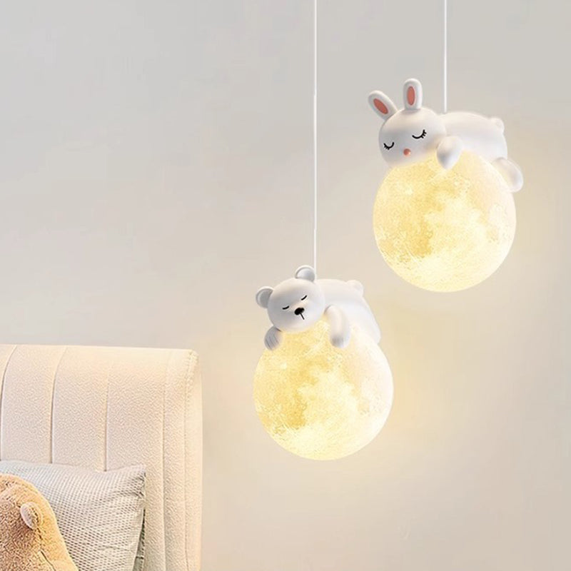 Speelse Hanglamp met Cartoon Figuren - PE Lampenkap en G9 Fitting - Wit Wandlicht voor Kinderkamer