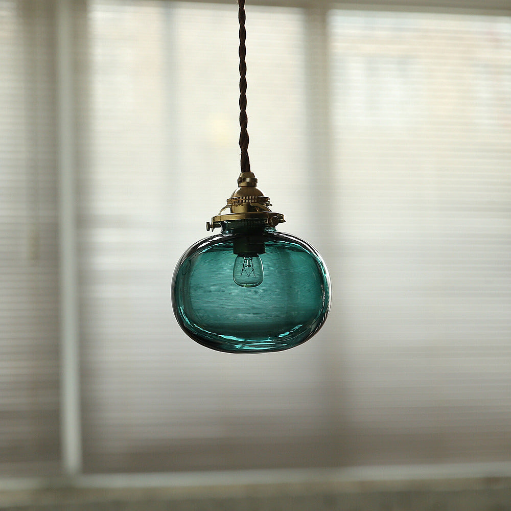 Vintage Hanglamp Goud met Glazen Kap E26 - Retro Koperen Verlichting voor Woonkamer en Eettafel